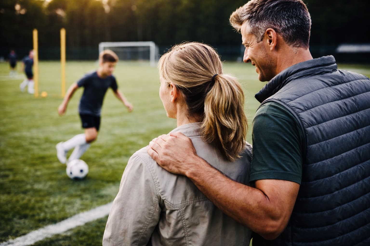 Parent and player reviewing feedback after training